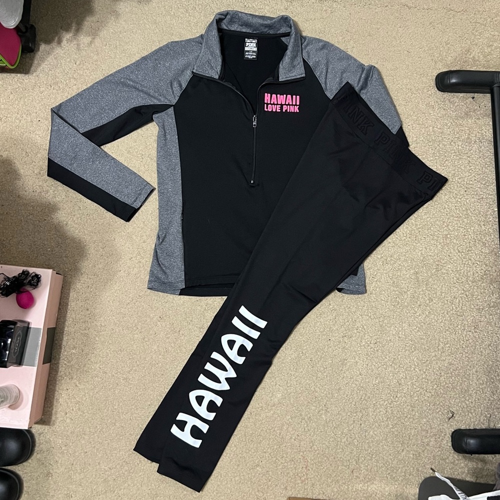 Victoria Secret Pink Ultimate Collection Hawaii Half Zip Track Jacket & Leggings